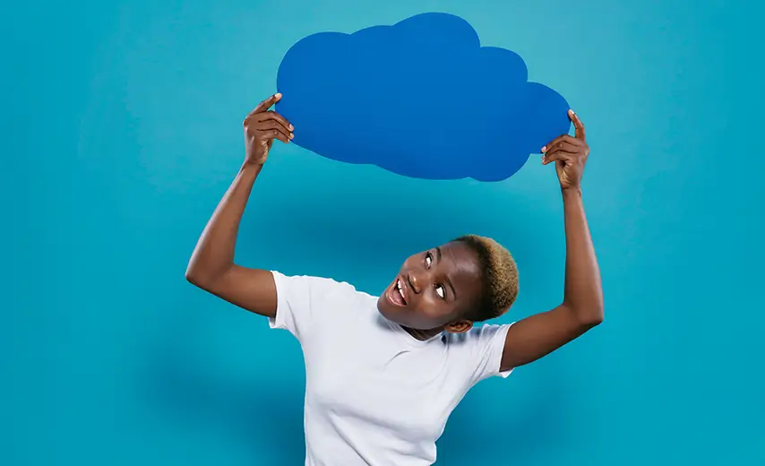 Cloud computing concept with wooden cubes